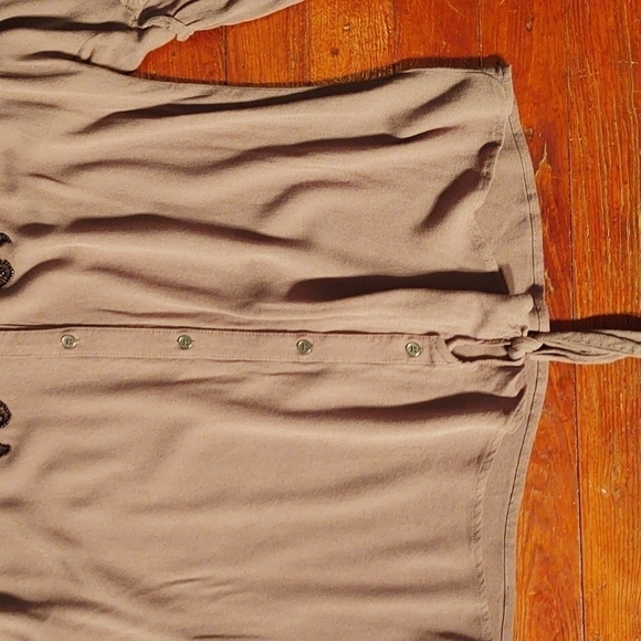 Democracy Olive Green Beaded Embroidered Paisley Design Blouse Sz S - Picture 4 of 7